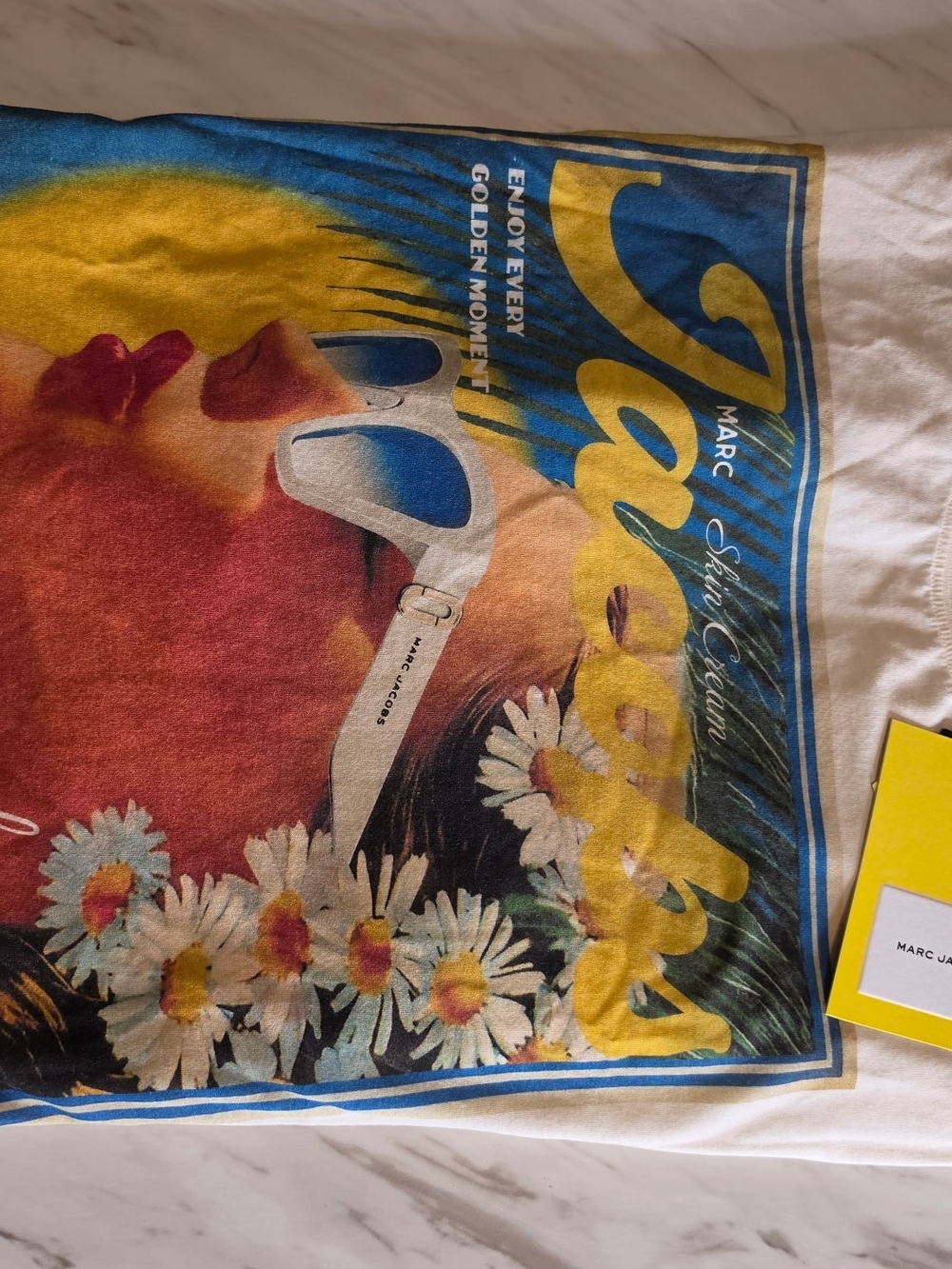 Marc Jacobs Cream Graphic Daisy T-Shirt Oversized with Multicolor Print